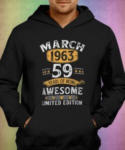 59 Years Old Retro Vintage 1963 March 1963 59th Bi T shirt 3