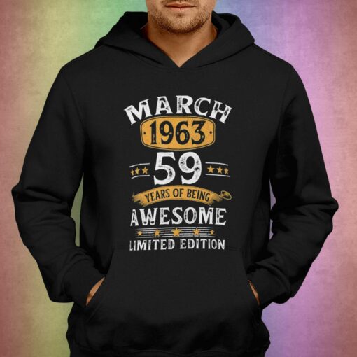 59 Years Old Retro Vintage 1963 March 1963 59th Bi T-shirt