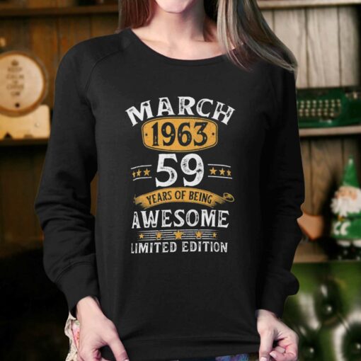 59 Years Old Retro Vintage 1963 March 1963 59th Bi T-shirt