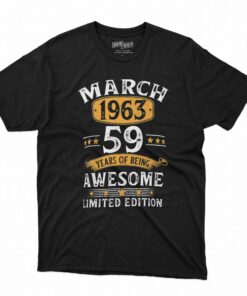 59 Years Old Retro Vintage 1963 March 1963 T shirt 1