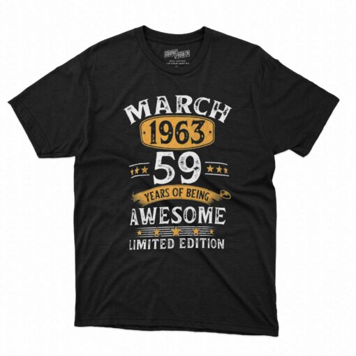 59 Years Old Retro Vintage 1963 March 1963 T-shirt