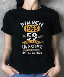 59 Years Old Retro Vintage 1963 March 1963 T shirt 2