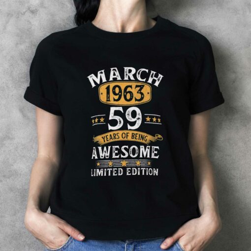 59 Years Old Retro Vintage 1963 March 1963 T-shirt