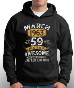 59 Years Old Retro Vintage 1963 March 1963 T shirt 3