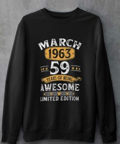 59 Years Old Retro Vintage 1963 March 1963 T shirt 4