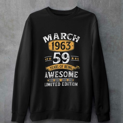 59 Years Old Retro Vintage 1963 March 1963 T-shirt