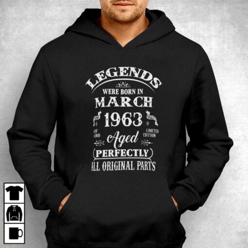 60th Birthday Legends Born In March 1963 60 Years T-shirt