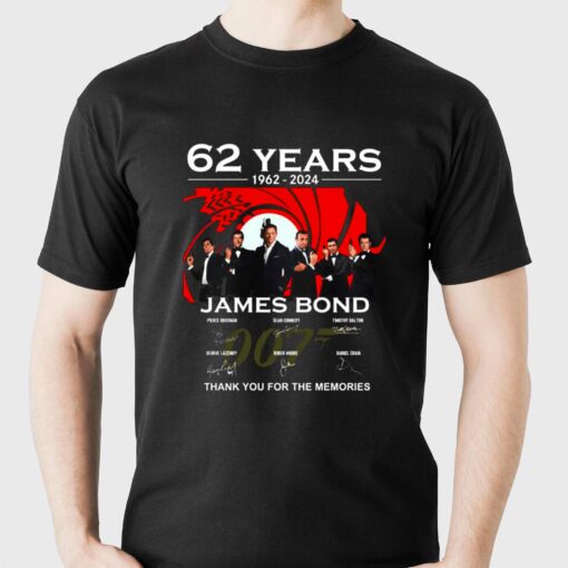 62 Years 1962 – 2024 James Bond Thank You For The Memories T-shirt