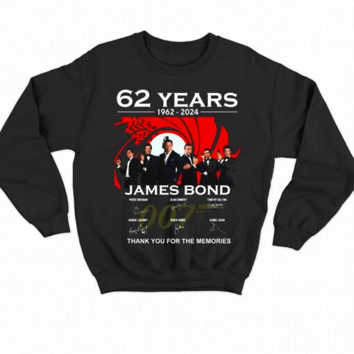 62 Years 1962 – 2024 James Bond Thank You For The Memories T-shirt