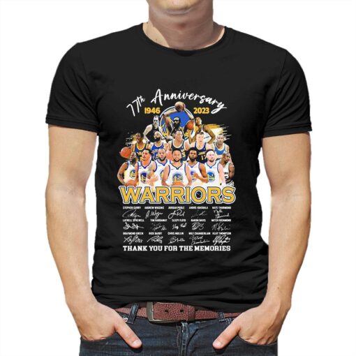 77th Anniversary 1946-2023 Golden State Warriors Team Thank You For The Memories Signatures Shirt