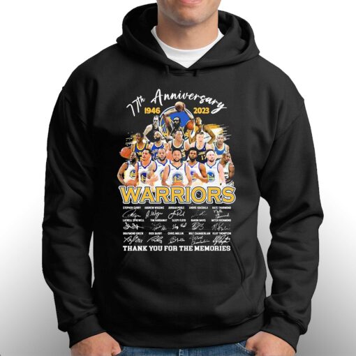 77th Anniversary 1946-2023 Golden State Warriors Team Thank You For The Memories Signatures Shirt