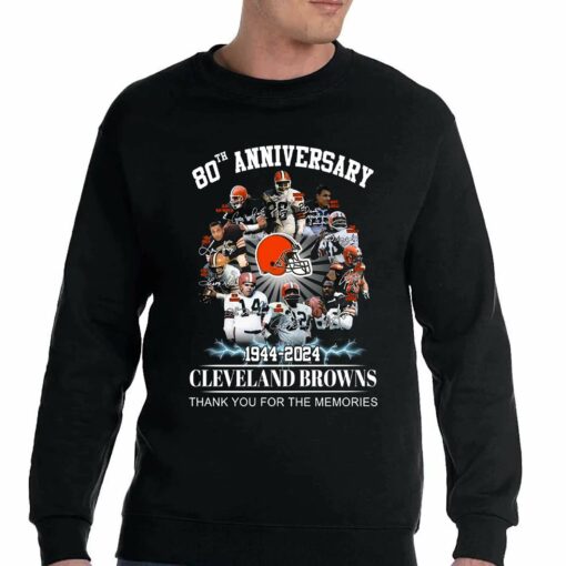 80th Anniversary 1944 – 2024 Cleveland Browns Thank You For The Memories T-shirt