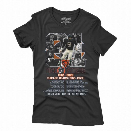 81 Years Of 1942-2023 Dick Butkus Chicago Bears 1965 – 1973 Thank You For The Memories T-shirt