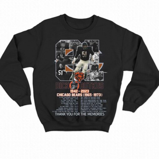 81 Years Of 1942-2023 Dick Butkus Chicago Bears 1965 – 1973 Thank You For The Memories T-shirt