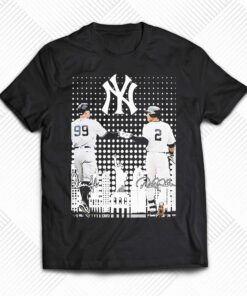 99 Aaron Judge And 2 Derek Jeter New York Yankees Skyline Signatures Shirt
