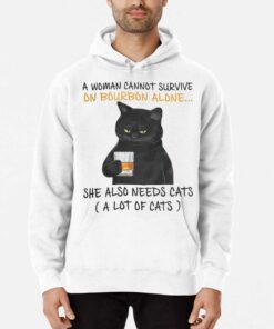 A Woman Cannot Survive On Bourbon Alone She Also Needs Cats T shirt 3