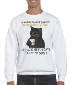 A Woman Cannot Survive On Bourbon Alone She Also Needs Cats T shirt 4