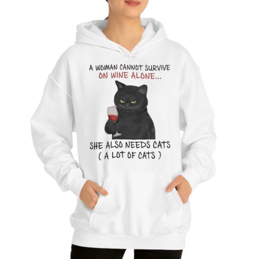 A Woman Cannot Survive On Wine Alone She Also Needs Cats T-shirt