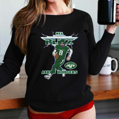 Aaron Rodgers New York Jets Homage Blitz Graphic T-shirt