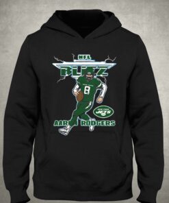 Aaron Rodgers New York Jets Homage Blitz Graphic T shirt 3