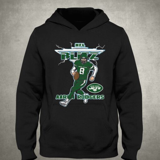 Aaron Rodgers New York Jets Homage Blitz Graphic T-shirt