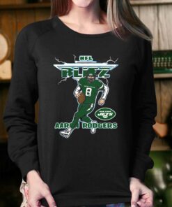 Aaron Rodgers New York Jets Homage Blitz Graphic T shirt 4