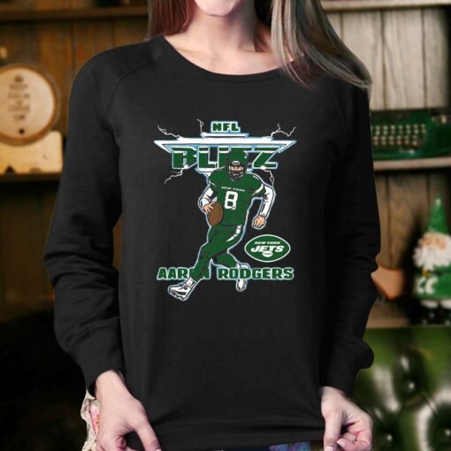 Aaron Rodgers New York Jets Homage Blitz Graphic T-shirt