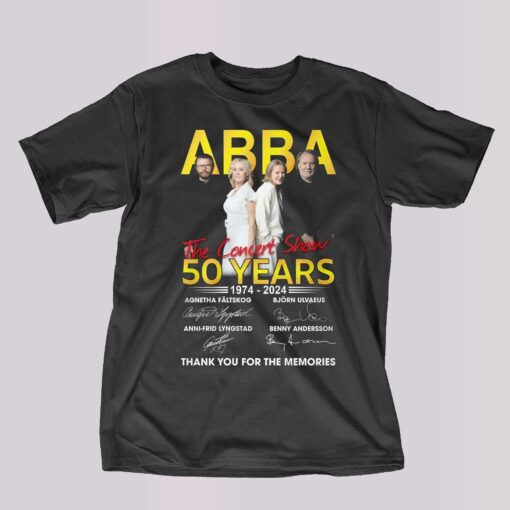 Abba The Concert Show 50 Years 1974 – 2024 Thank You For The Memories T-shirt