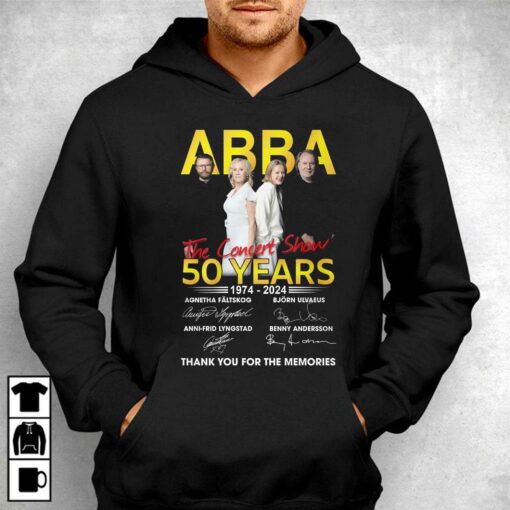 Abba The Concert Show 50 Years 1974 – 2024 Thank You For The Memories T-shirt