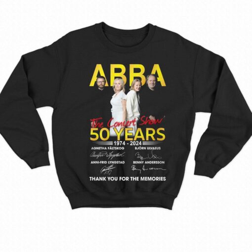 Abba The Concert Show 50 Years 1974 – 2024 Thank You For The Memories T-shirt