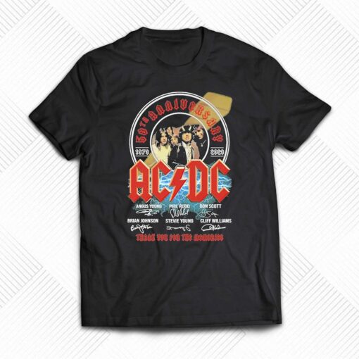 Ac Dc Band 50th Anniversary 1979 2023 Thank You For The Memories Light Shirt