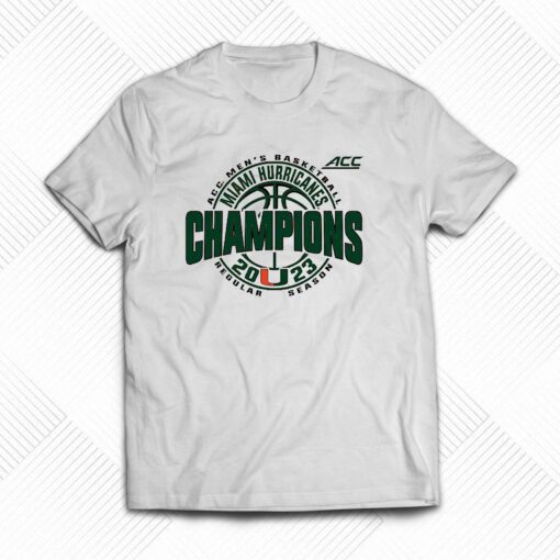 Acc Regular Season Champions 2023 Miami Hurricanes Mens Basketball Shirt