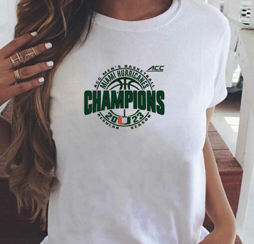 Acc Regular Season Champions 2023 Miami Hurricanes Mens Basketball Shirt