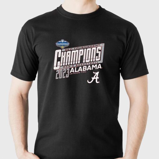 Alabama Crimson Tide 2023 Sec Men’s Basketball Conference Tournament Champions Locker Room T-shirt