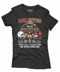 Allstate 2023 Red River Rivalry Oklahoma Sooners 34 October 7 The River Runs Red T-shirt Allstate 2023 Red River Rivalry Oklahoma Sooners 34 October 7 The River Runs Red T-shirt