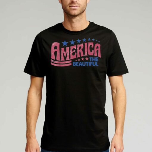 America The Beautiful Retro Vintage American 4th Of July T-shirt