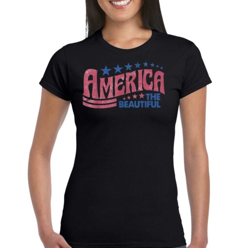 America The Beautiful Retro Vintage American 4th Of July T-shirt