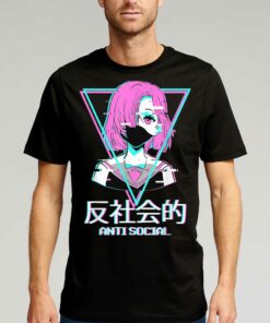 Antisocial Vaporwave Anime Girl Japanese Aesthetic T-shirt