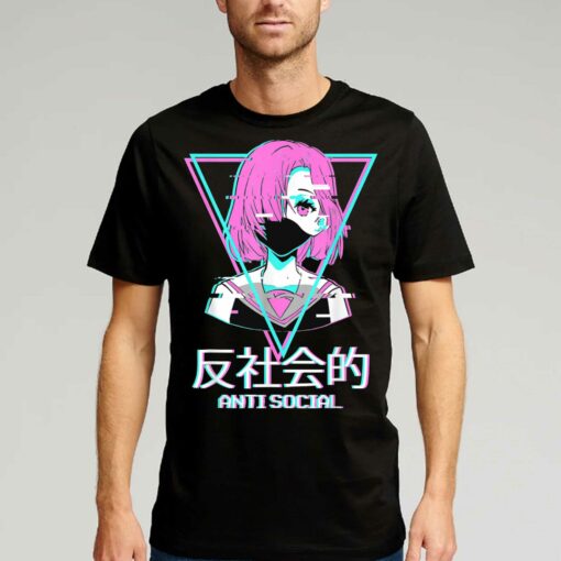 Antisocial Vaporwave Anime Girl Japanese Aesthetic T-shirt