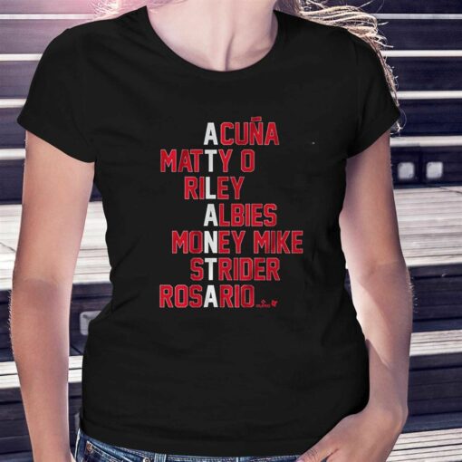 Atlanta Baseball Names Acuna Matty O Riley Albies Money Mike Strider Rosario Shirt