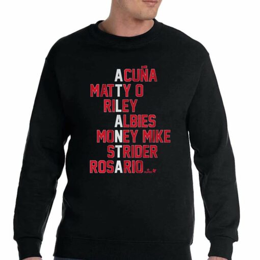 Atlanta Baseball Names Acuna Matty O Riley Albies Money Mike Strider Rosario Shirt