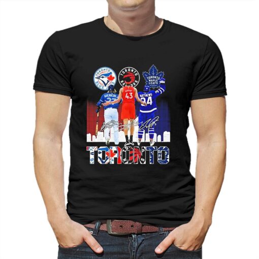 Auston Matthews Vladimir Guerrero And Pascal Siakam Toronto Skyline Sports Signatures Shirt