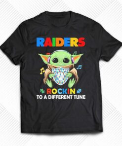 Autism Las Vegas Raiders Baby Yoda Rockin To A Different Tune Shirt