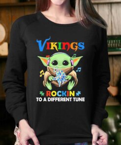 Autism Minnesota Vikings Baby Yoda Rockin To A Different Tune Shirt 4