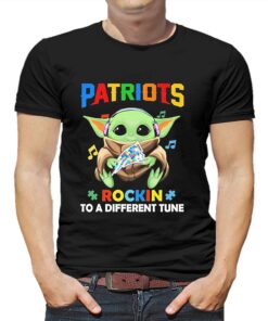 Autism New England Patriots Baby Yoda Rockin To A Different Tune Shirt