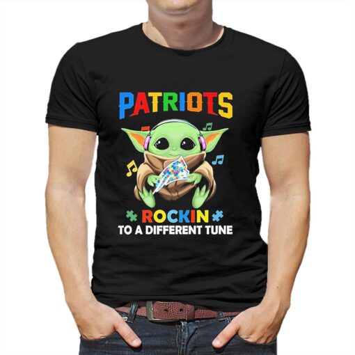 Autism New England Patriots Baby Yoda Rockin To A Different Tune Shirt