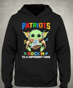 Autism New England Patriots Baby Yoda Rockin To A Different Tune Shirt 3
