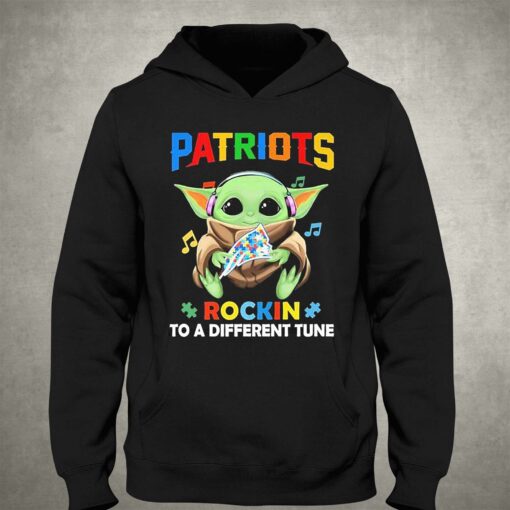 Autism New England Patriots Baby Yoda Rockin To A Different Tune Shirt