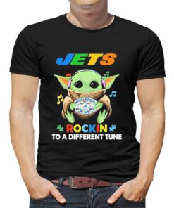 Autism New York Jets Baby Yoda Rockin To A Different Tune Shirt