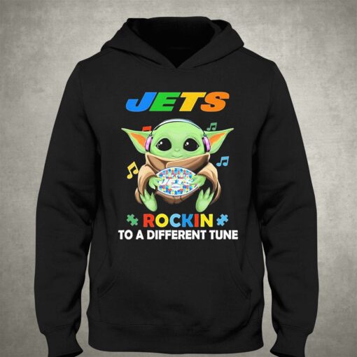 Autism New York Jets Baby Yoda Rockin To A Different Tune Shirt